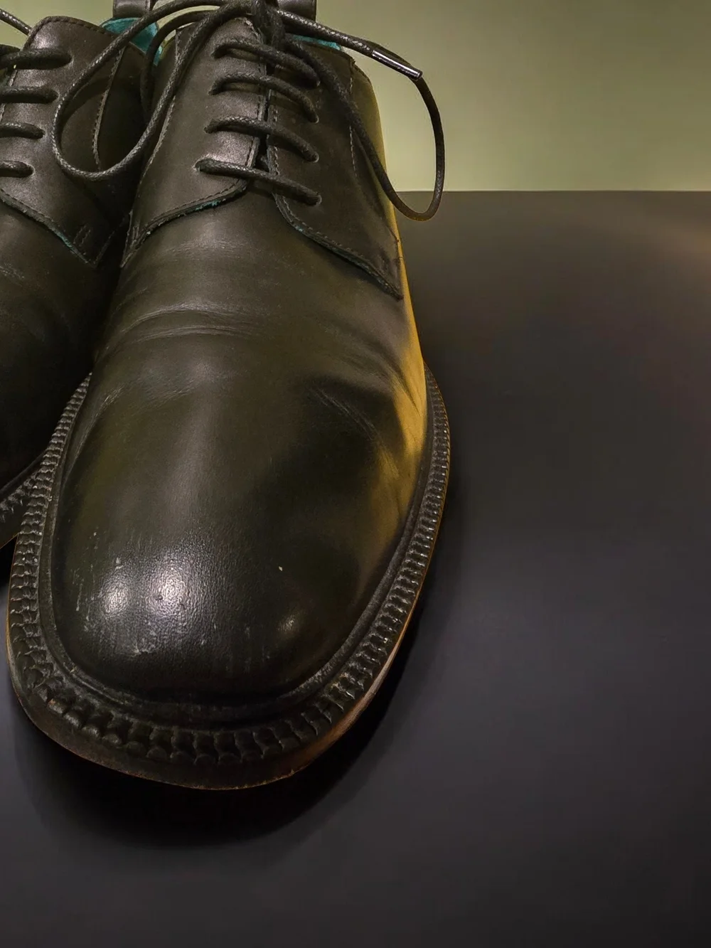 Men's Classic Black Leather Derby Shoes - Sleek Lace-Up Design